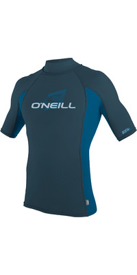2024 O'neill Mens Premium Skins Kurzarm-Rollkragen-Rash- Rash Vest 4517 - Cadet Blue / Ultra Blue