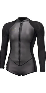 2022 O'Neill Womens Bahia 2/1mm Front Zip Long Sleeve Shorty Wetsuit 5363 - Glide Black