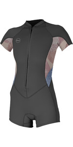 2022 O'neill Bahia 2mm Shorty Wetsuit Front Zip Dames 5293 - Graphite / Desert Bloom / Drift Blue