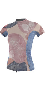 2022 O'neill Women's Side Print Short Sleeve Rash Vest Vest 5405s - Desert Bloom / Drift Blue