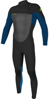 2023 O'Neill Youth Epic 4/3mm Borst Ritssluiting Gbs Wetsuit 5358 - Black / Deepsea / Baliblue
