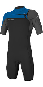 2022 O'neill Hammer 2mm Shorty Wetsuit Met Chest Zip 5413 - Zwart / Graphite / Oceaan