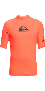 2022 Quiksilver Mens All Time Short Sleeve Rash Vest EQYWR03358 - Fiery Coral