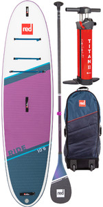 2022 Red Paddle Co 10'6 Ride Stand Up Paddle Board , Tasche, Pumpe, Paddel & Leash - Prime Purple Paket