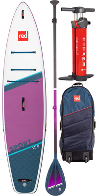  Red Paddle Co 11'0 Sport Stand Up Paddle Board , Tas, Pomp, Peddel En Riem - Hybrid Stoer Paars Pakket
