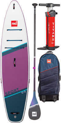  Red Paddle Co 11'3 Sport Stand Up Paddle Board Bolsa, Bomba, Remo Y Correa - Paquete Prime Purple