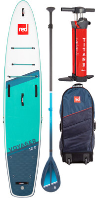  Red Paddle Co 12'0 Voyager Stand Up Paddle Board Saco, Bomba, Remo E Trela Hybrid Pacote Resistente