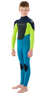2022 Rip Curl Junior Omega 3/2mm GBS Back Zip Wetsuit 114BFS - Navy