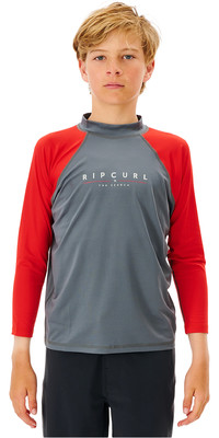 2022 Rip Curl Boys Shock Waves Langarm-UV-T-Shirt 11cbrv - Rot