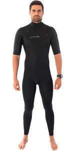 2022 Rip Curl Mens Dawn Patrol Performance 2mm Short Sleeve Chest Zip Wetsuit WSM9YM - Black