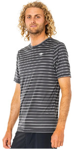 2022 Rip Curl Kurzarm-UV-Surf-T-Shirt Mit Einfarbigem Streifen Für Herren Wly55m - Schwarz