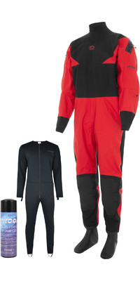 2022 Typhoon Hypercurve 4 Back Zip Drysuit & Underfleece 100179 - Red / Black