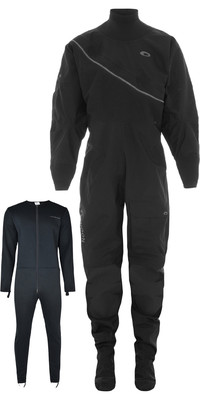 2023 Typhoon Mens Ezeedon Front Zip Drysuit & Underfleece 100187 - Black / Grey