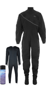 2022 Typhoon Mens Ezeedon Front Zip Drysuit & Underfleece 100187 - Black / Grey