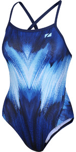 2022 Zone3 Costume Da Bagno Da Donna Cosmic 3.0 Con Cinturino Posteriore Sw20wcsb120 - Navy / Blu / Bianco
