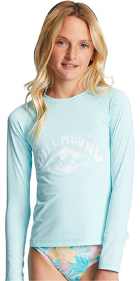 2023 Billabong Junior Girls Surfdaze Long Sleeve Rash Vest ABGWR00163 - Pure Aqua