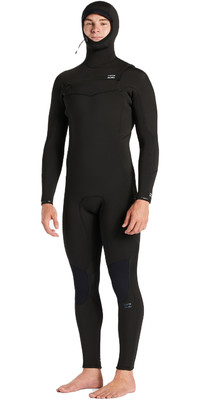 2023 Billabong Hombres Absolute 5/4mm Chest Zip Con Capucha Neopreno ABYW200105 - Black