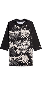 2023 Billabong Women's In Paradise Short Sleeve Rash Vest Ebjwr00104 - Black Multi