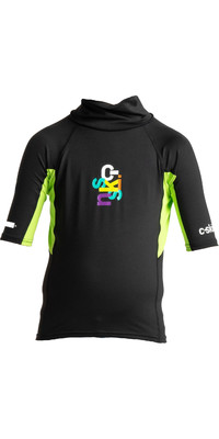 2023 C-Skins Junior Rash X korte mouw Rash Vest C-LYSSJ - Zwart/Lime