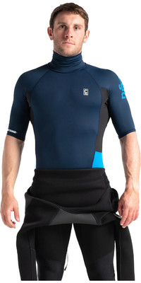 2023 C-Skins Mens Rash X Short Sleeve Rash Vest C-LYSSMT - Slate Navy / Black / Cyan