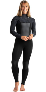 2023 C-skins Women's Rewired 4/3mm Chest Zip Wetsuit C-rw43wcz - Anthracite / Black X / Saffron