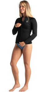 2023 C-skins Vrouwen Solace 1.5mm Front Zip Wetsuit Top Met Lange Mouwen C-so15vels - Zwart/wit