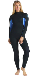 2023 C-skins Surflite Femenino 4/3mm Back Zip Traje C-sl43wbz - Negro / Azul Tie Dye