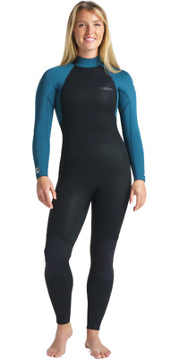 2023 C-Skins Mujer Surflite 5/4/3mm Back Zip Neopreno C-SL54WBZ - Black / Blue Marine / White
