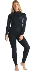 2023 C-skins Women's Surflite 5/4/3mm Back Zip Wetsuit C-sl54wbz - Raven Black / Black Tie Dye