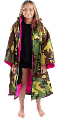 2023 Dryrobe Advance Junior Short Sleeve Changing Robe / Poncho DR100 - Camo / Pink