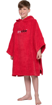 2023 Dryrobe Junior Organic Cotton Hooded Towel Changing Robe / Poncho V3OCT - Red
