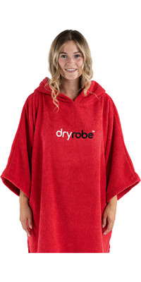 2023 Dryrobe Toalha com capuz em algodão orgânico para mudar de roupa / Poncho DOCTV3 - Vermelho