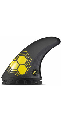 2023 Futures AM2 Alpha Large Surfboard Fins FAAM2 - Carbon / Yellow