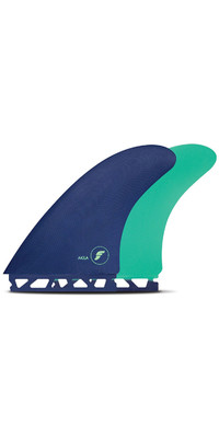 2023 Futures Akila Fibreglass Twin Surfboard Fins FFAKILA - Dark Blue / Mint