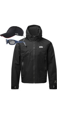 2023 Gill Verso Inshore Sailing Jacket, Sunglasses & Race Cap Bundle V101JCS - Negro