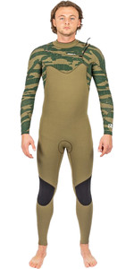 2023 Gul Dos Homens Response Fx 5/4mm Chest Zip Wetsuit Re1242-c1 - Verde / Camuflagem De Contorno
