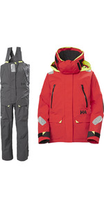 2023 Helly Hansen Damen Skagen Offshore Segeljacke & Hosen Kombi-Set 3425634257 - Ebenholz / Alarmrot