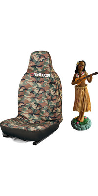 2023 Northcore Waterproof Car Seat Cover & Hawaiian Hula Dashboard Doll Bundle NCHW - Camo