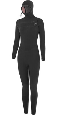 2023 Nyord Womens Furno Ultra Plus 6/5/4mm Hooded Chest Zip Wetsuit FUPW654001 - Black