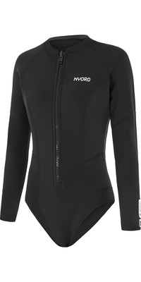 2023 Nyord Womens Tempus 2/2mm Long Sleeve Front Zip Hi Leg Shorty Wetsuit N04BA00016 - Black