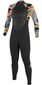 2023 O'neill Meisjes Epic 3/2mm Back Zip Wetsuit 4215bg - Zwart / Demiflor