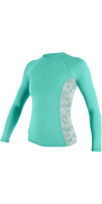 2024 O'Neill Womens Side Print Long Sleeve Rash Vest 5406S - Opal / Mirage Tropical