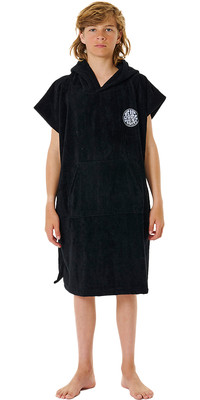 2023 Rip Curl Junior Logo Hooded Towel Changing Robe / Poncho 009BTO - Black