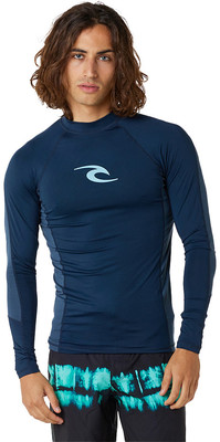 2023 Rip Curl Hommes Waves UPF Performance Gilet Lycra Manches Longues 141MRV - Dark Navy