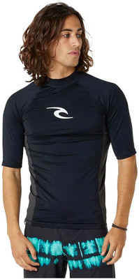 2023 Rip Curl Hommes Waves UPF Performance Gilet Lycra Manches Courtes 142MRV - Black