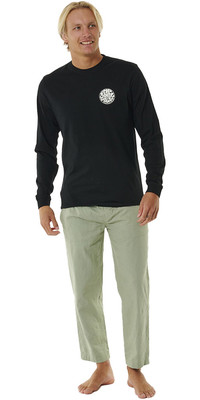 2024 Rip Curl Wetsuit Icon langærmet T-shirt til mænd 0CCMTE - Sort