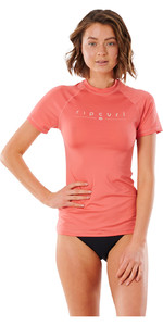 2023 Rip Curl Damen Goldene Strahlen Kurzarm Uv Rash Vest 131wrv - Blush