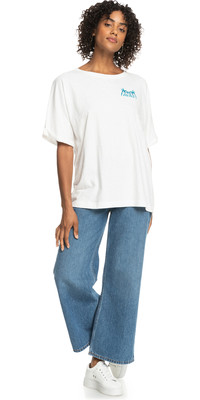 2023 Roxy Backside Sun T-shirt til kvinder ERJZT05568 - Snehvid