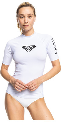 2023 Roxy Womens Whole Hearted Short Sleeve Rash Vest ERJWR03548 - Bright White