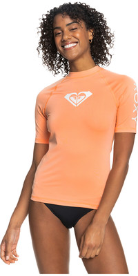 2023 Roxy Womens Whole Hearted Short Sleeve Rash Vest ERJWR03548 - Papaya Punch
